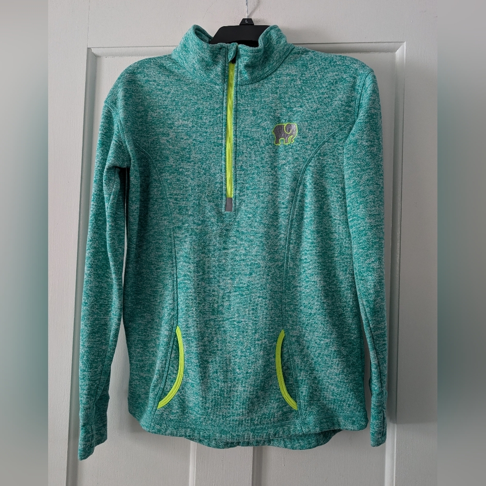 Ivory Ella Woman's Green Quarter Zip Athletic Sweatshirt with Front Pockets Sz S